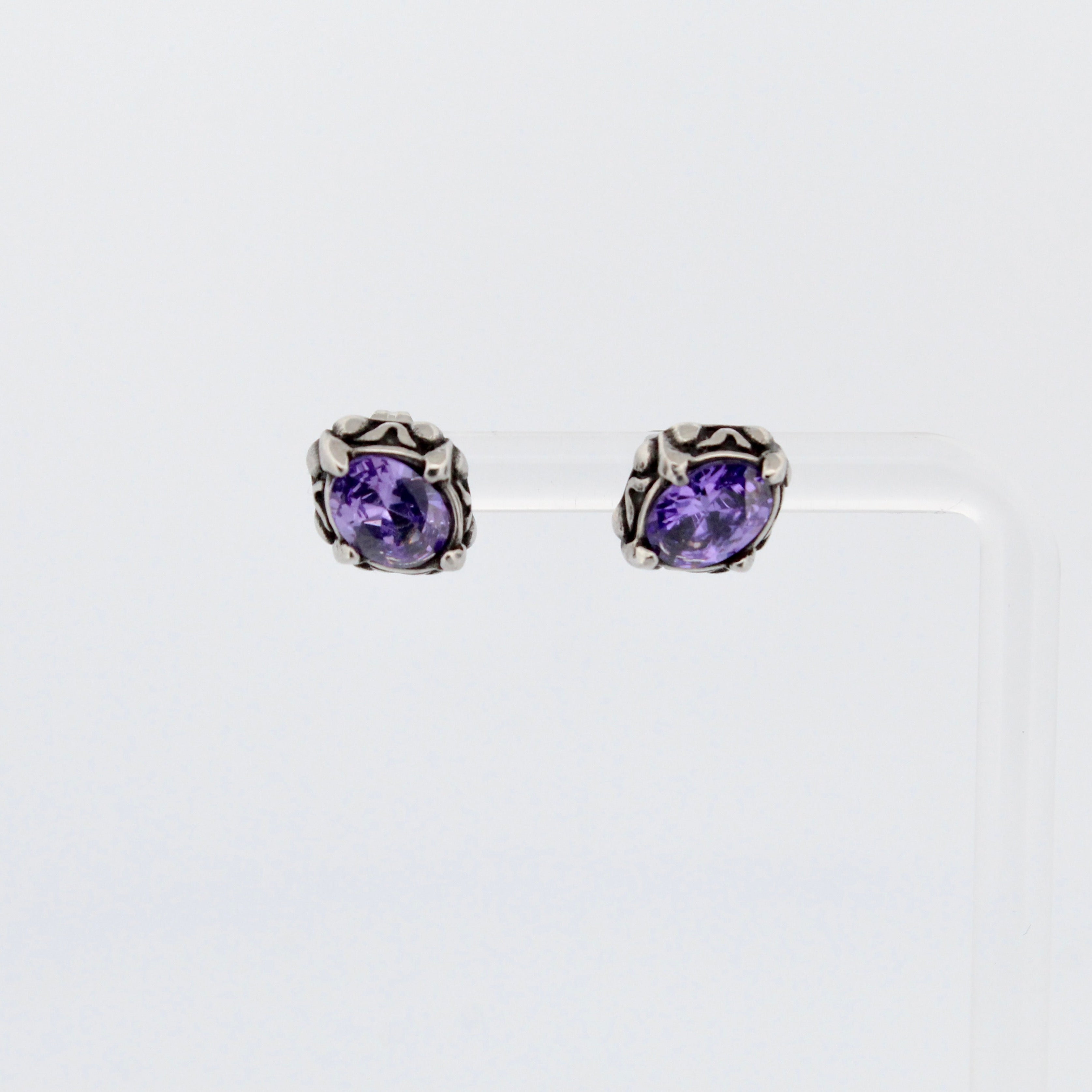 DEEP PURPLE STONE STUD EARRINGS