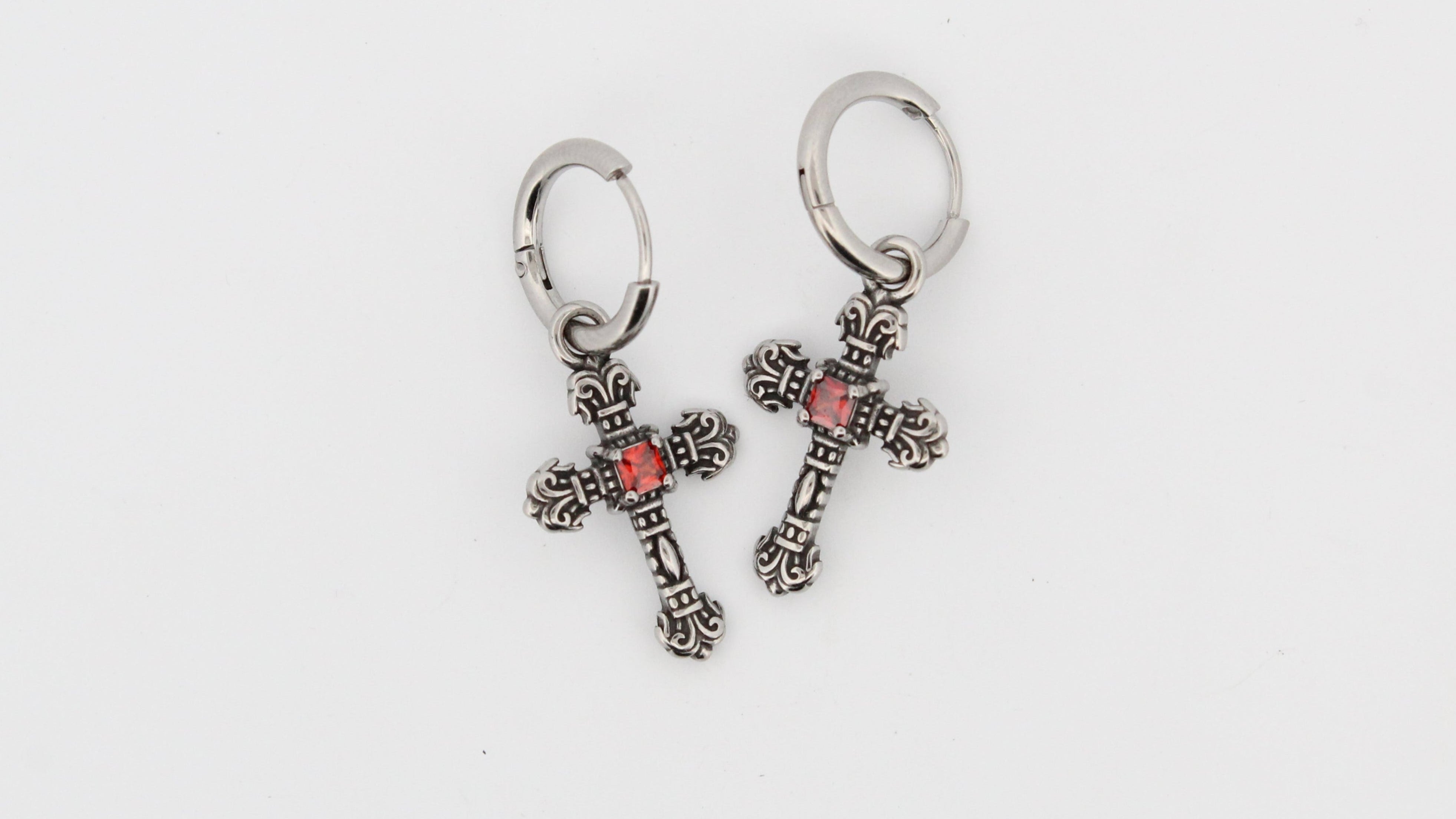 BISHOPS CROSS HOOP EARRINGS