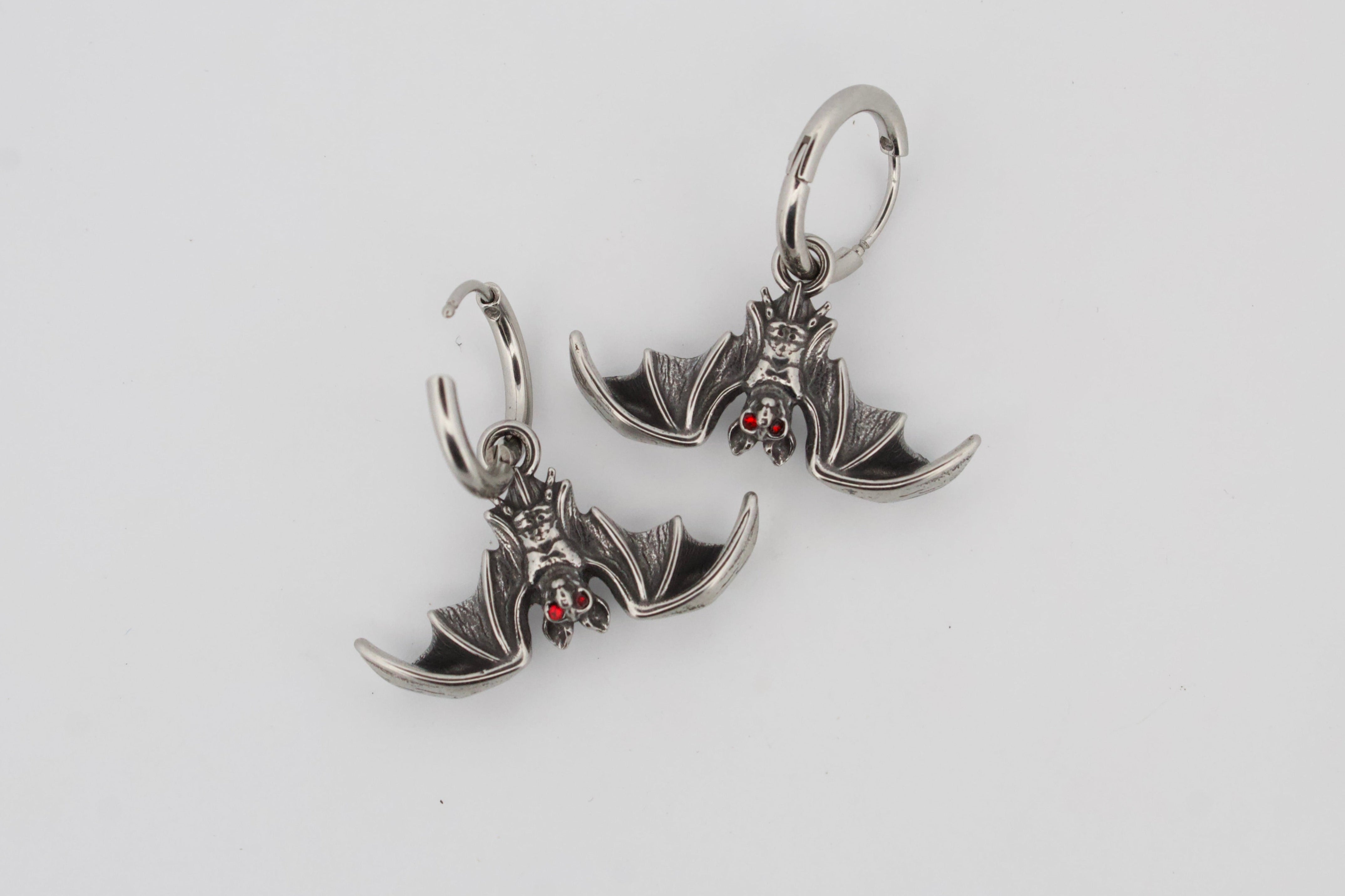 RED EYED BAT HOOP EARRINGS