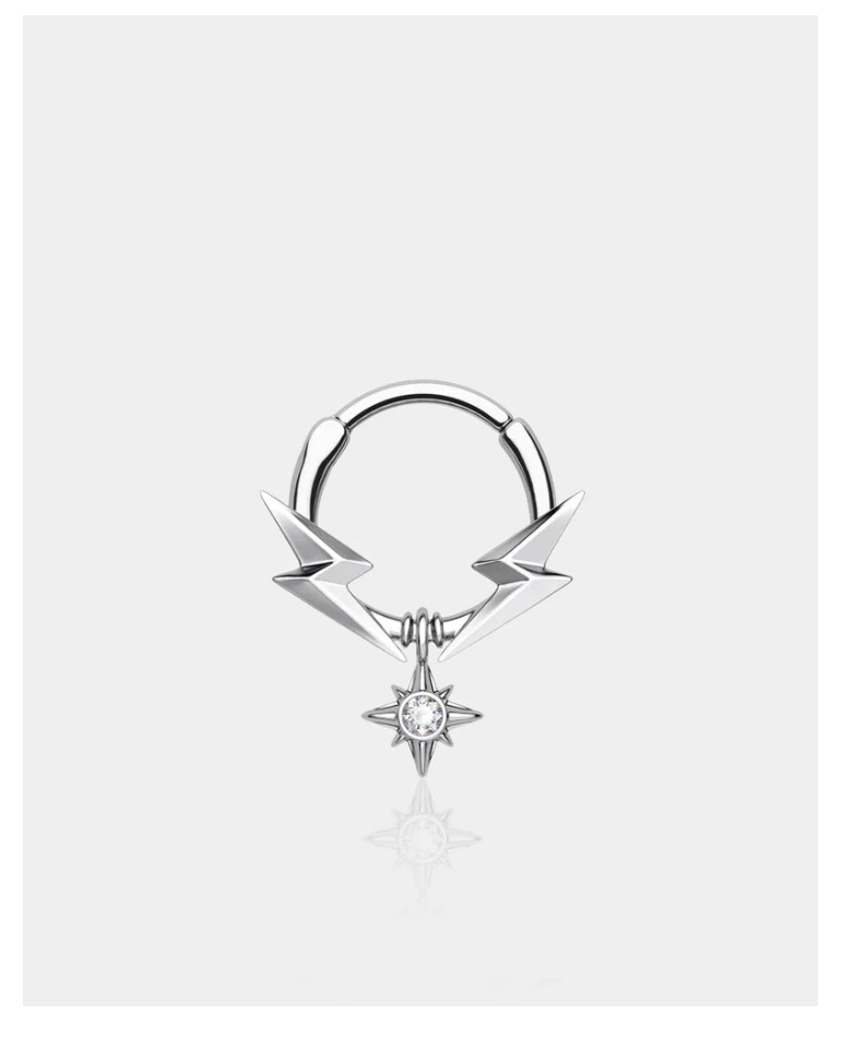 LIGHTNING BOLT STAR DANGLE CLICKER SEPTUM RING
