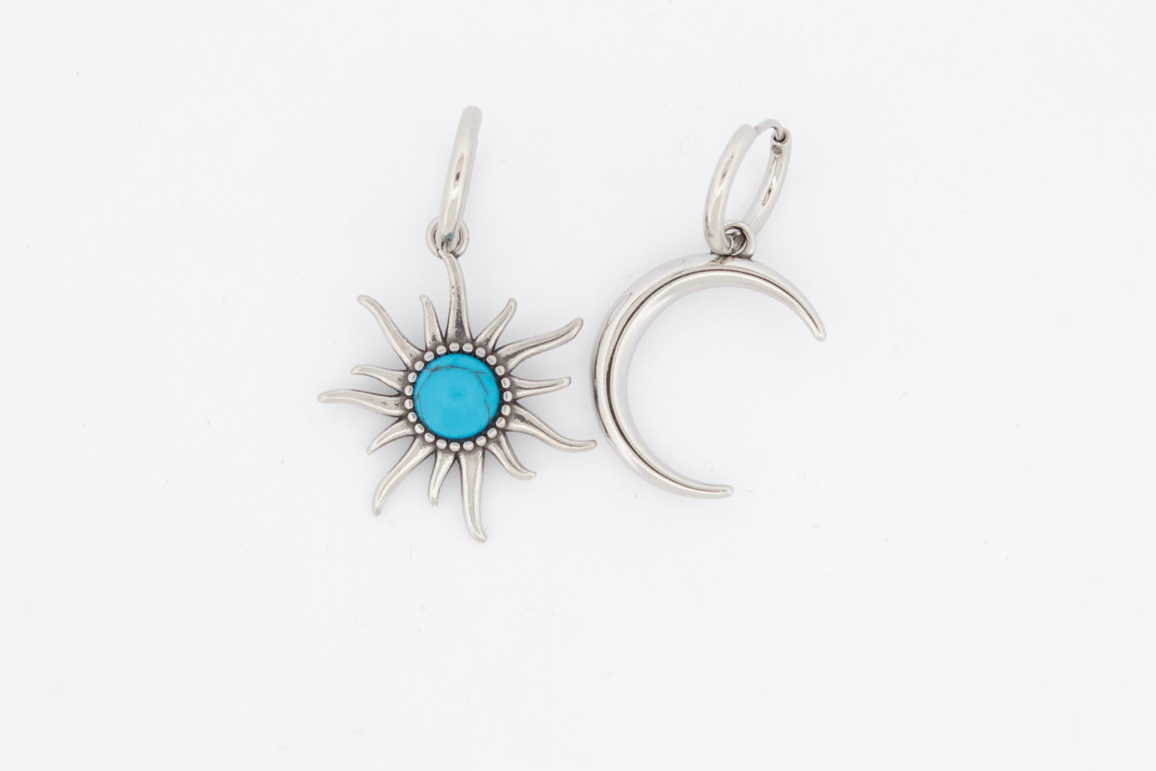 TURQUOISE DAY AND NIGHT HOOP EARRINGS