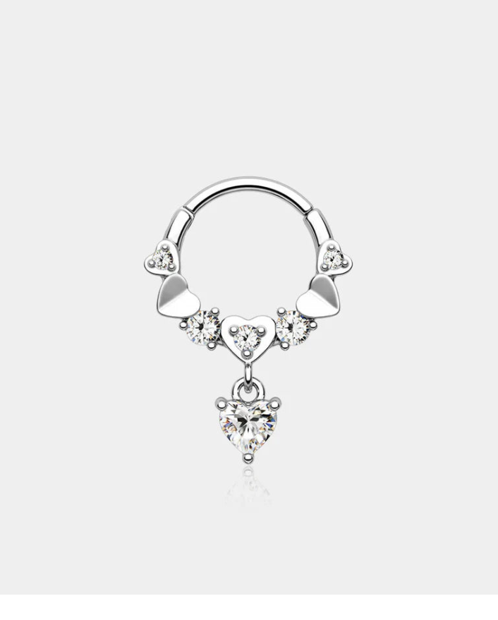 DEEP LOVE DANGLE HEART SEGMENT SEPTUM RING
