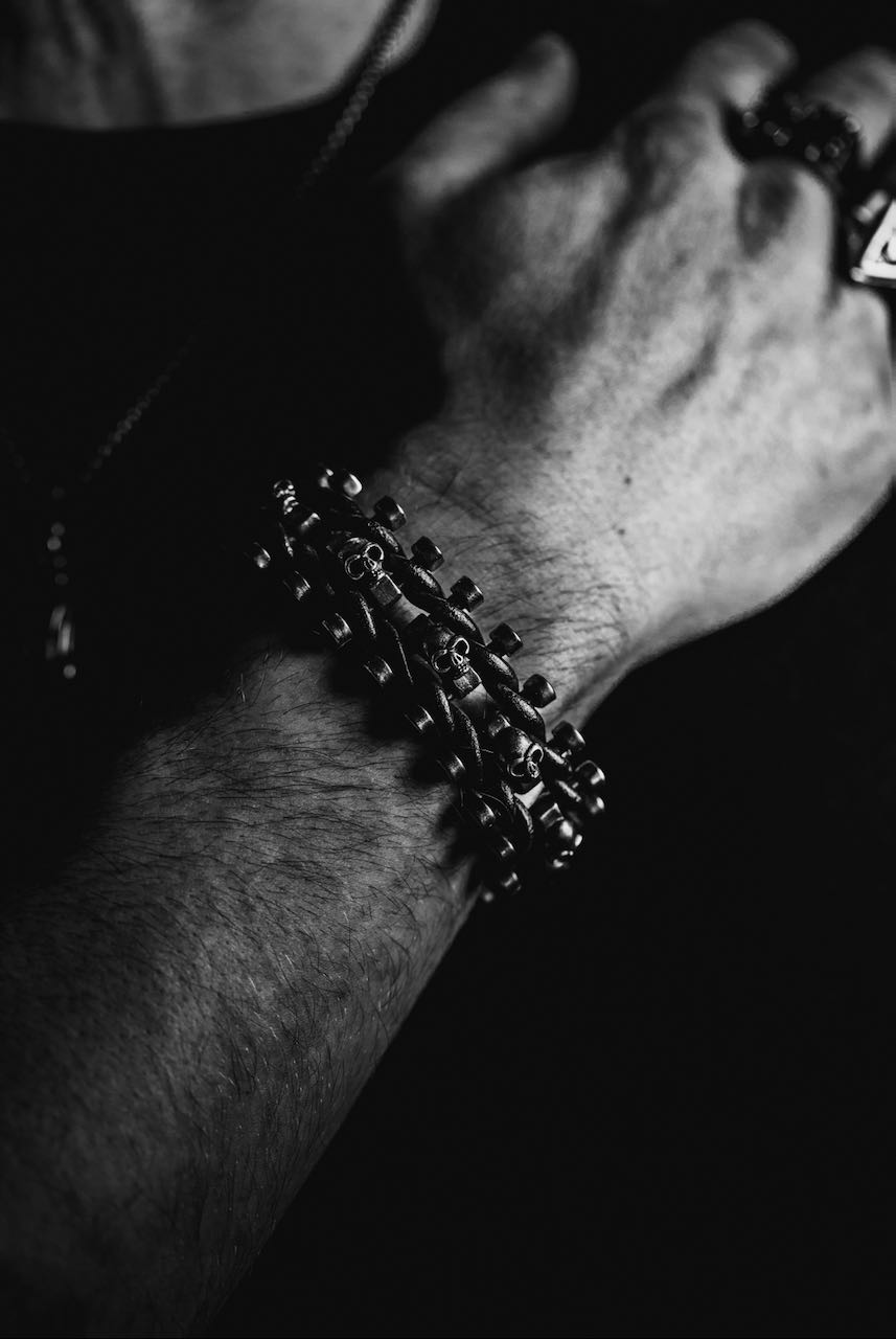DARK LEATHER & STEEL SKULLS