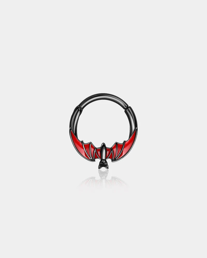 BLACK & RED SPOOKY BAT SEGMENT SEPTUM RING