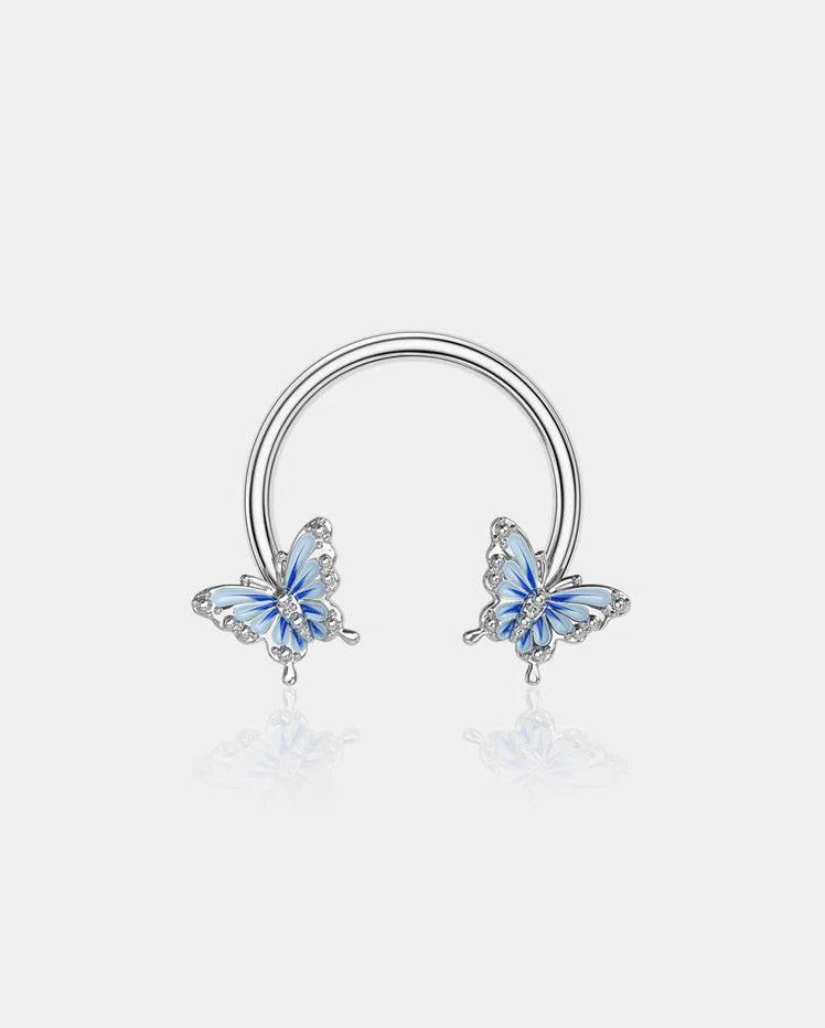 BLUE BUTTERFLY HORSESHOE SEPTUM RING