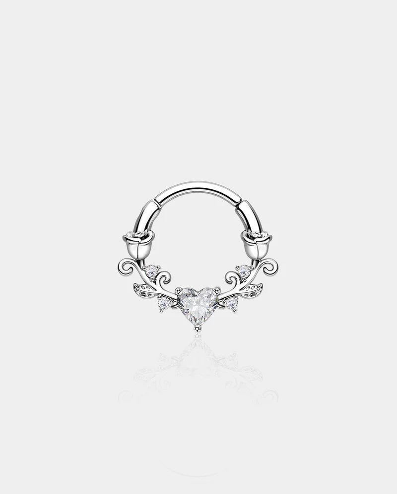 CZ HEART & ROSES SEPTUM RING