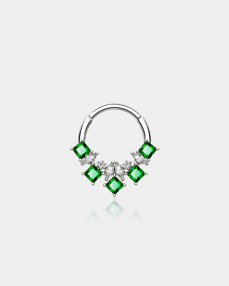 VERDANT GREEN GEM HINGED SEGMENT SEPTUM RING