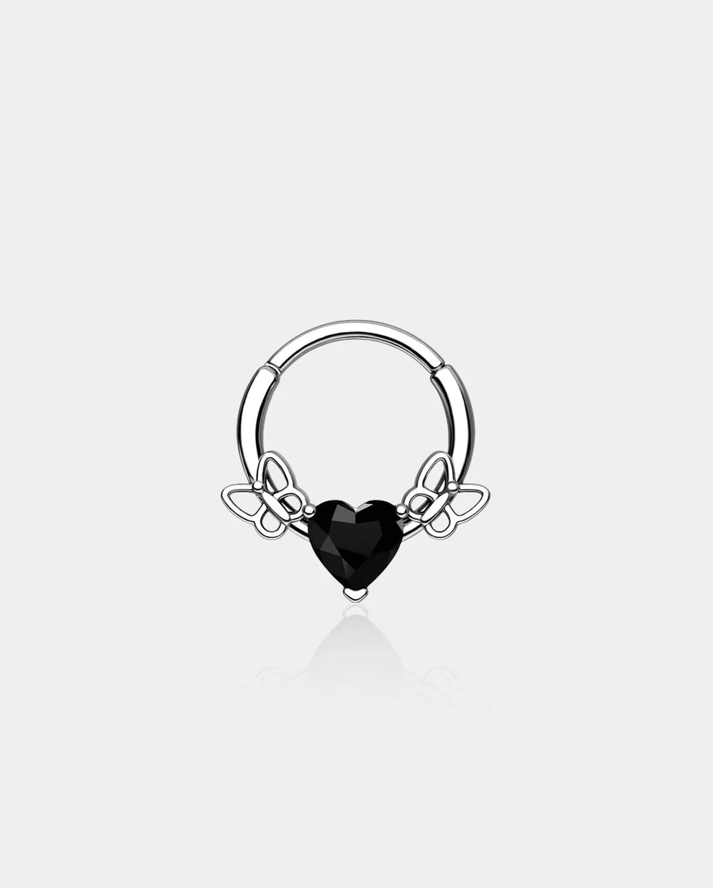 BUTTERFLIES FILIGREE BLACK HEART CZ SEPTUM RING