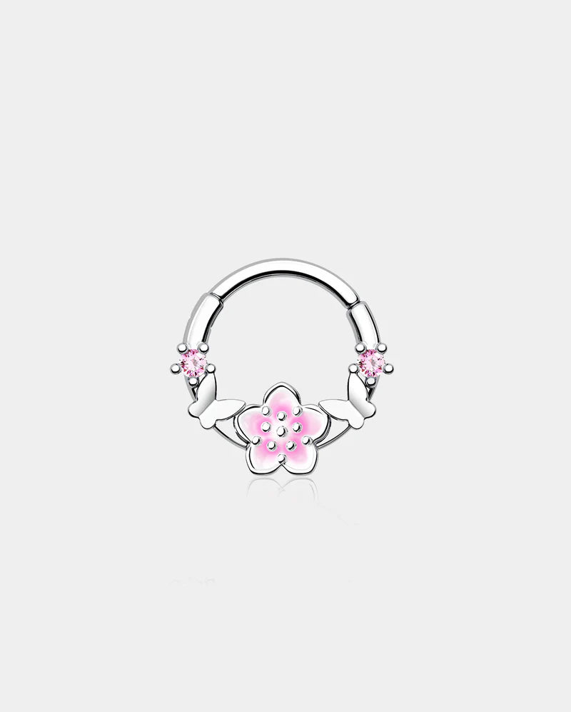 BUTTERFLY & SAKURA HINGED SEGMENT SEPTUM RING
