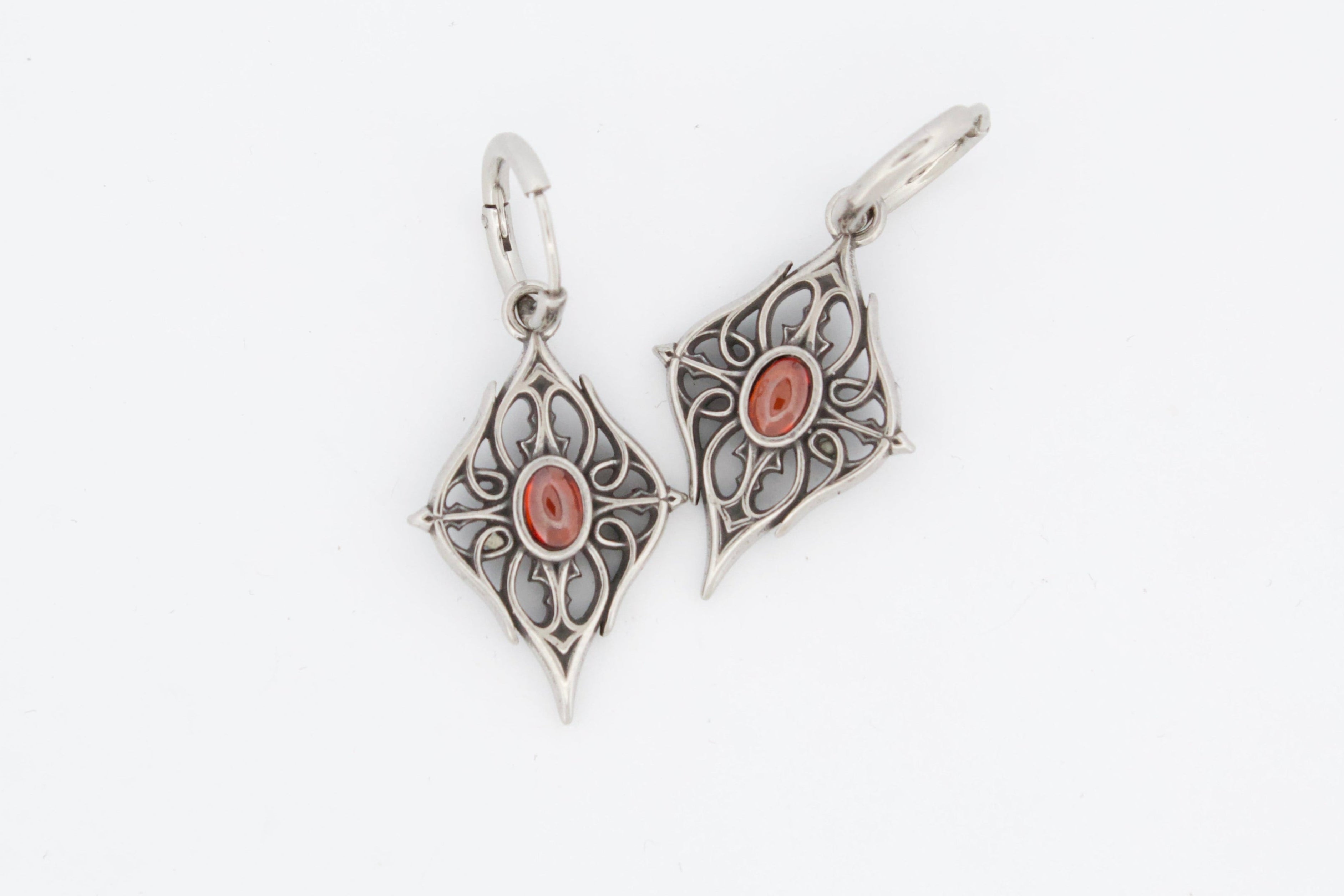 GOTHIC RED STONE HOOP EARRINGS