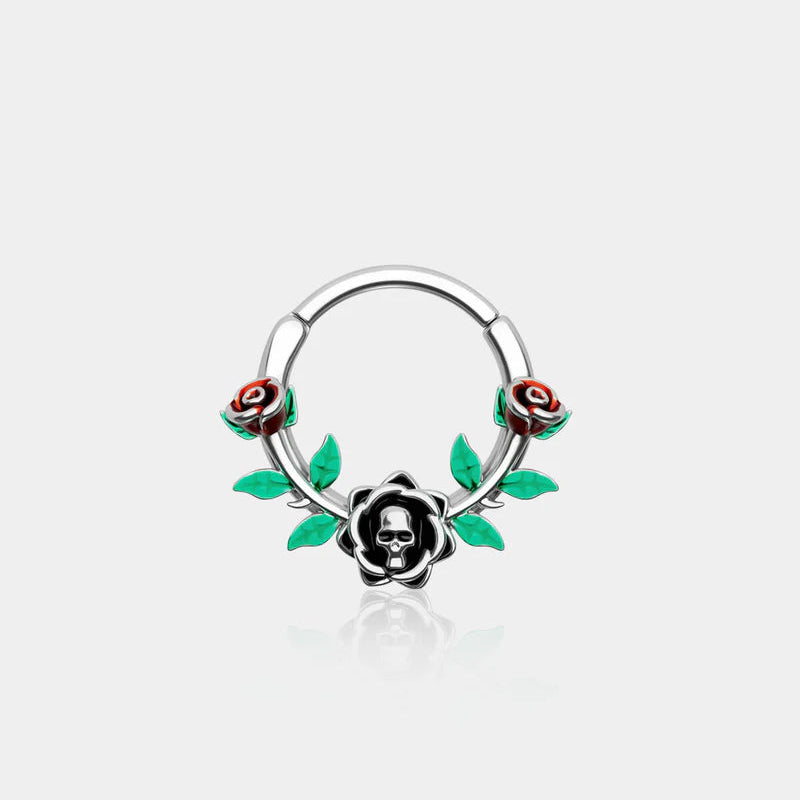 SKULL HEAD ROSE SEGMENT SEPTUM RING