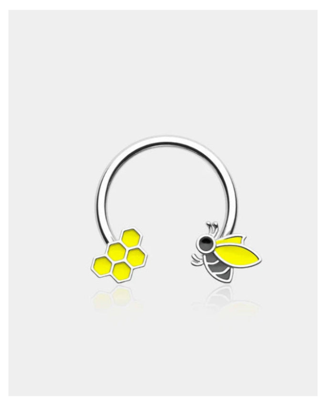 BEE & HONEYCOMB HORSESHOE SEPTUM RING