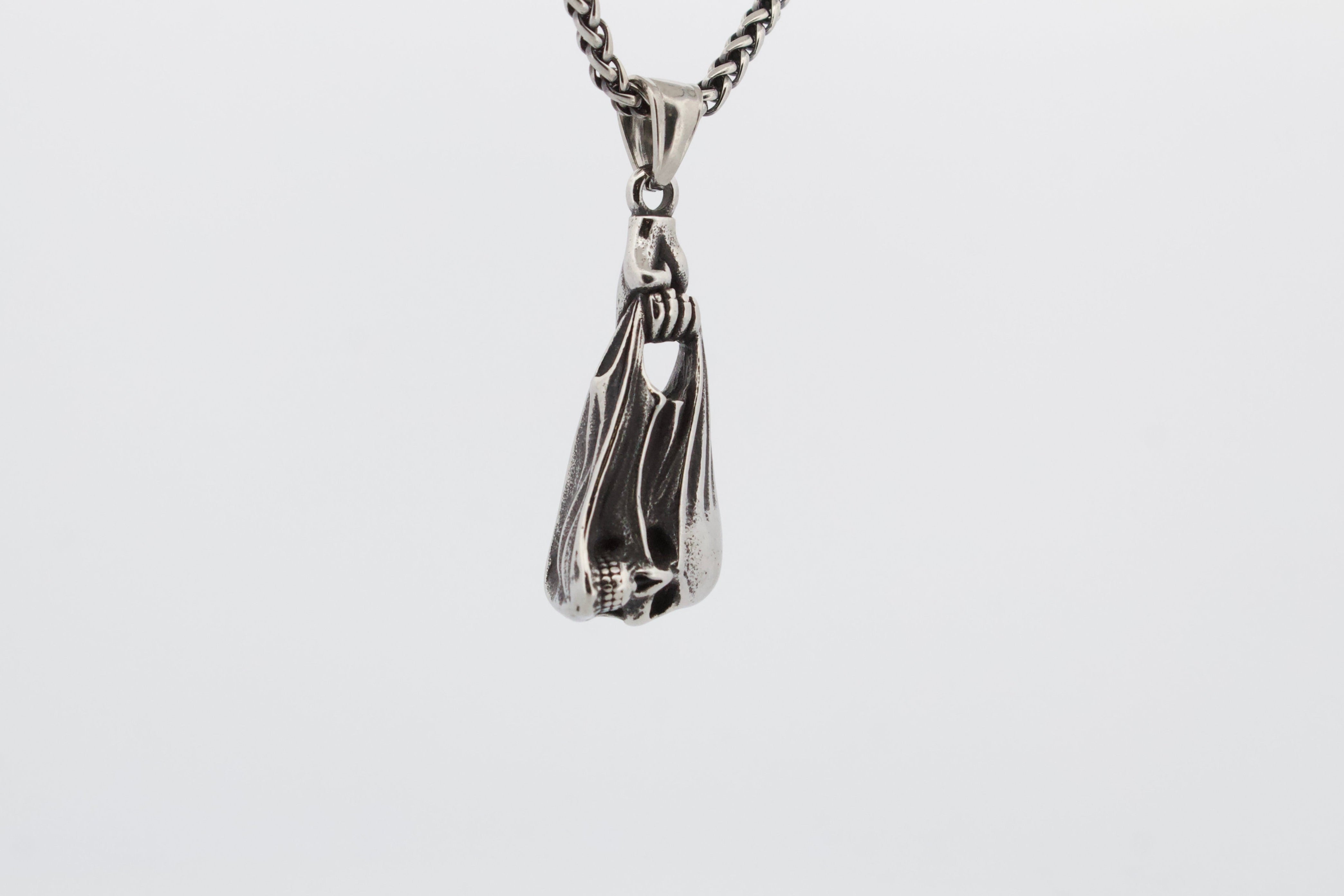 SKULL IN A CARRIER BAG PENDANT & CHAIN