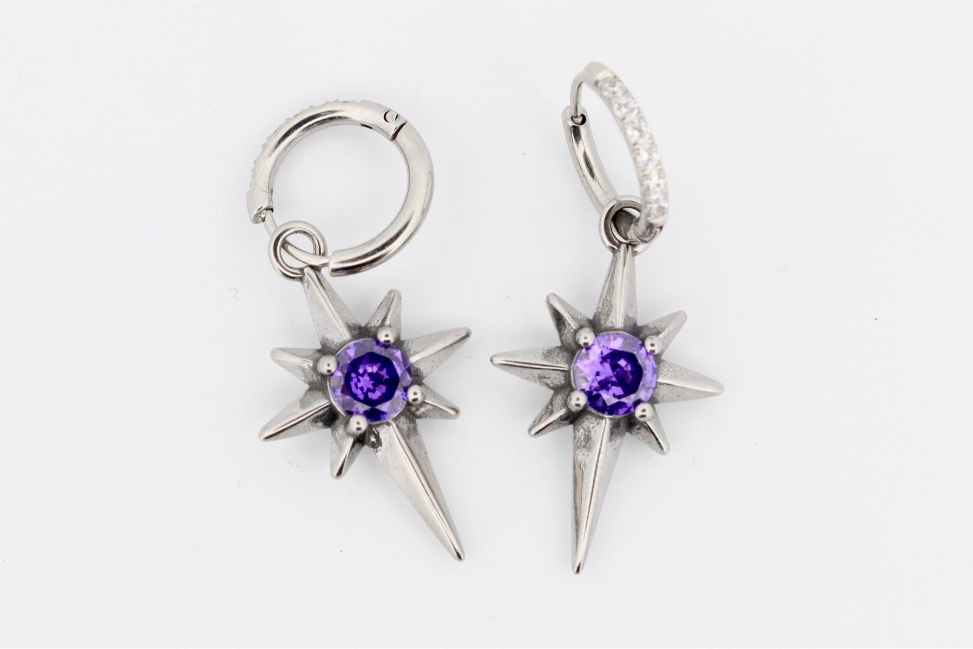 VIOLET STARBURST HOOP EARRINGS