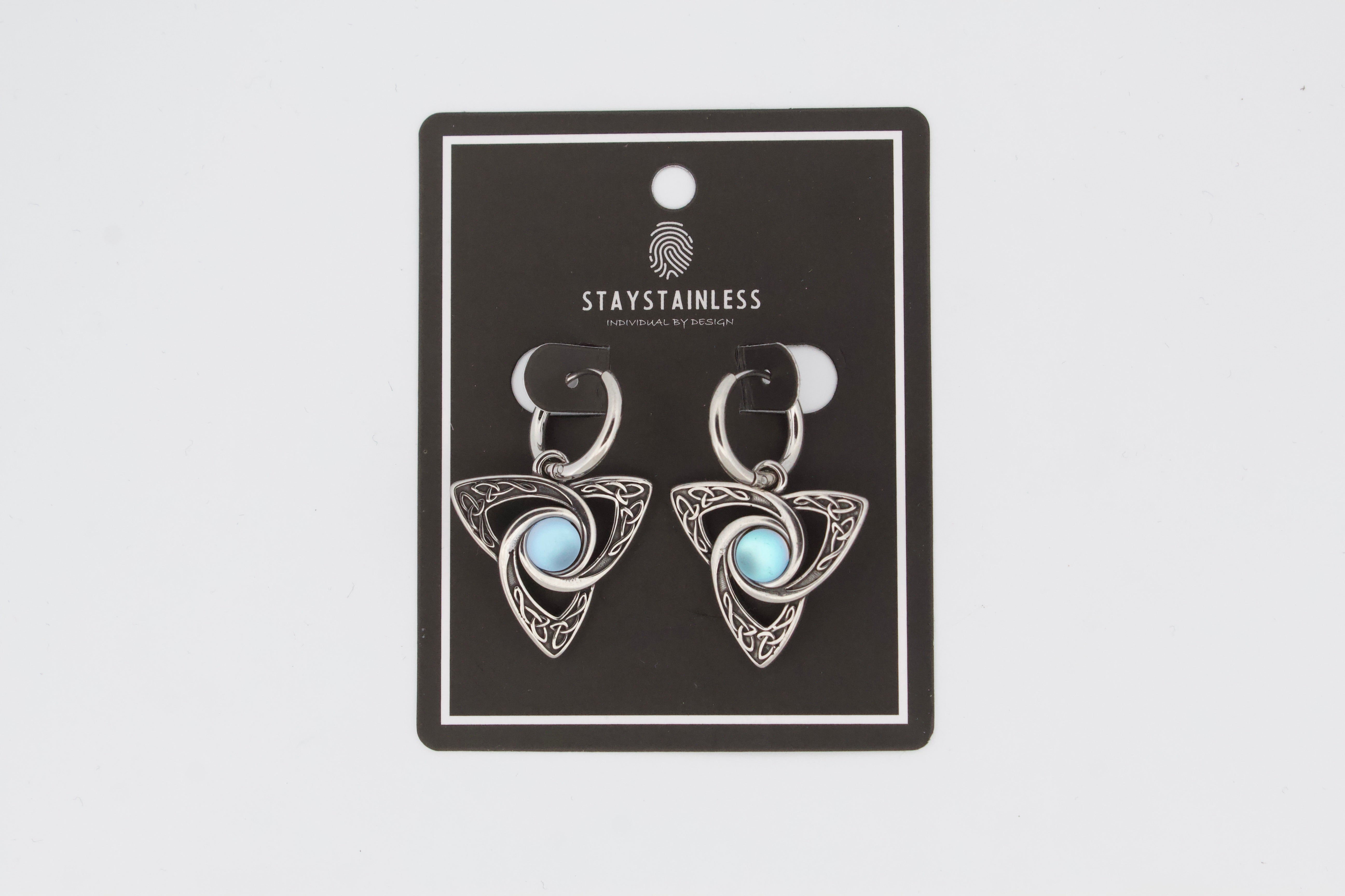 TREFOIL BLUE HOOP EARRINGS