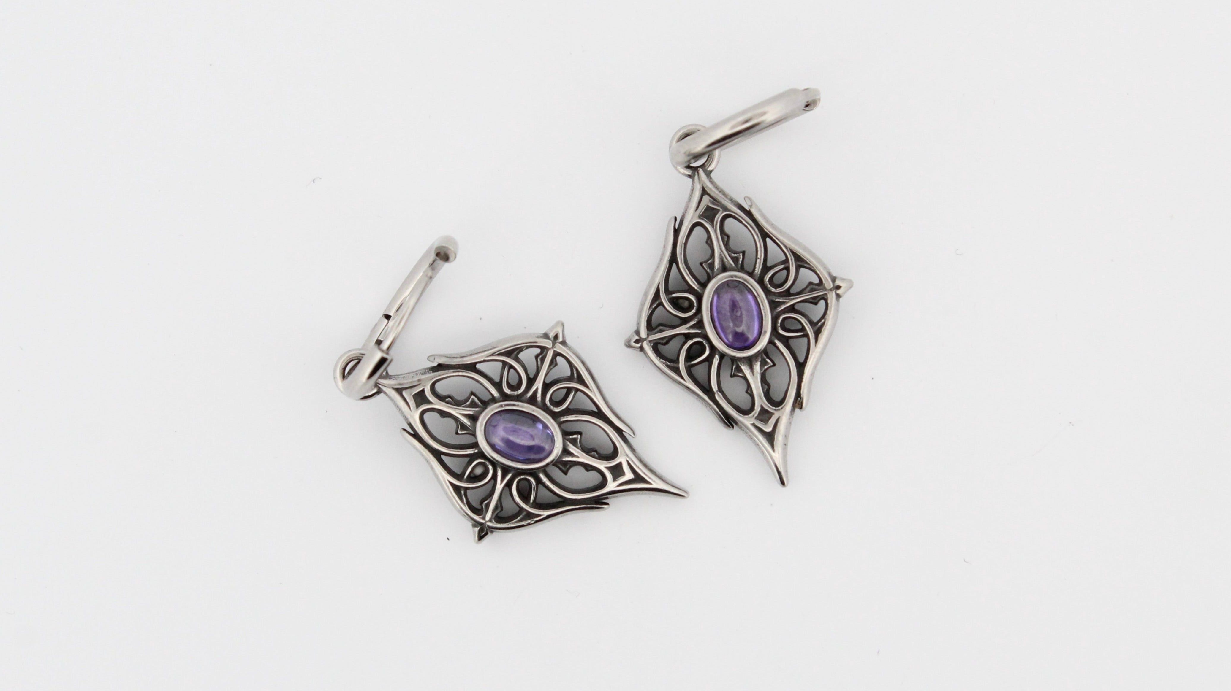 GOTHIC PURPLE STONE HOOP EARRINGS