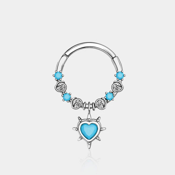 HEART TURQUOISE HINGED SEGMENT SEPTUM RING