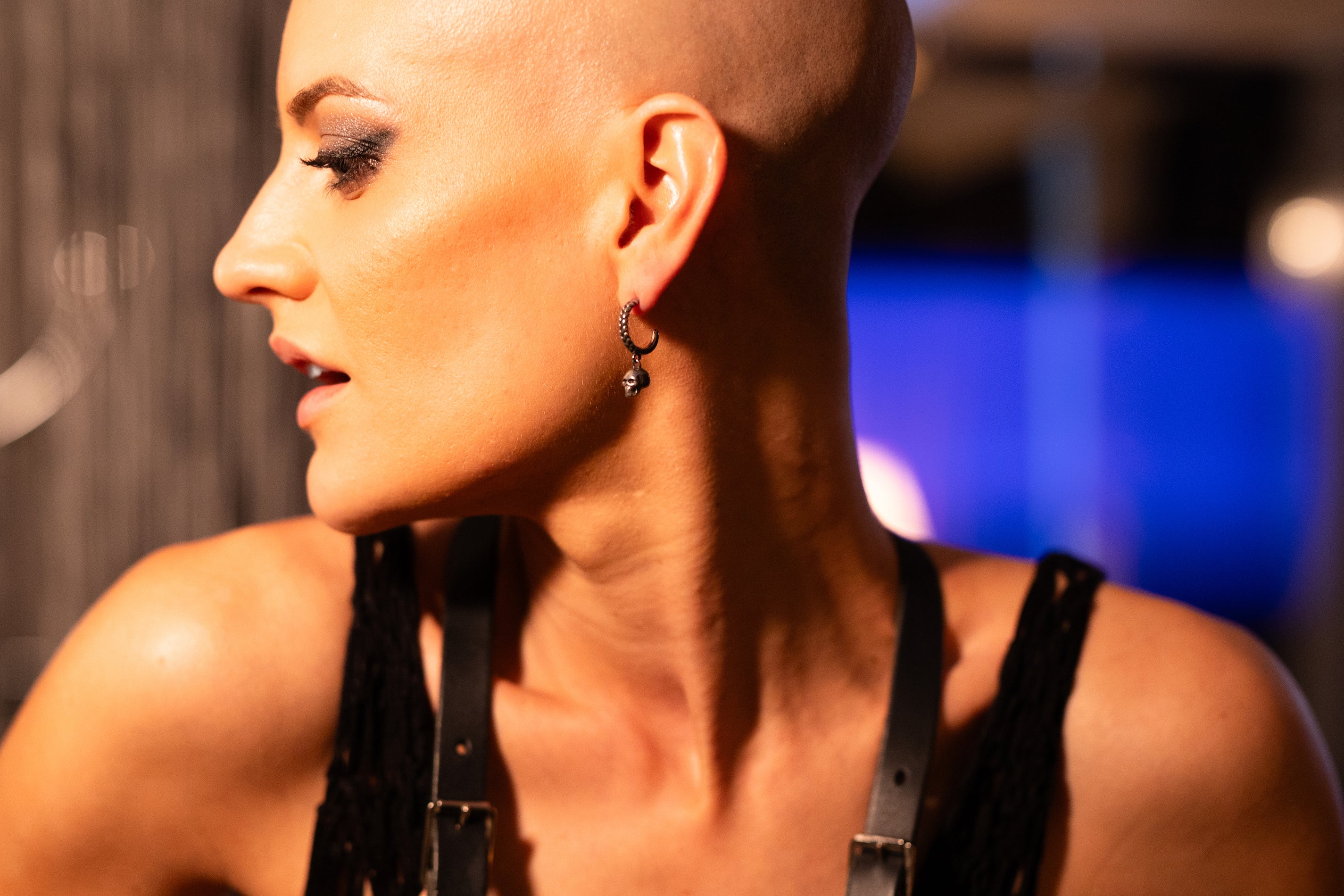 HANGING SKULL STUD EARRINGS