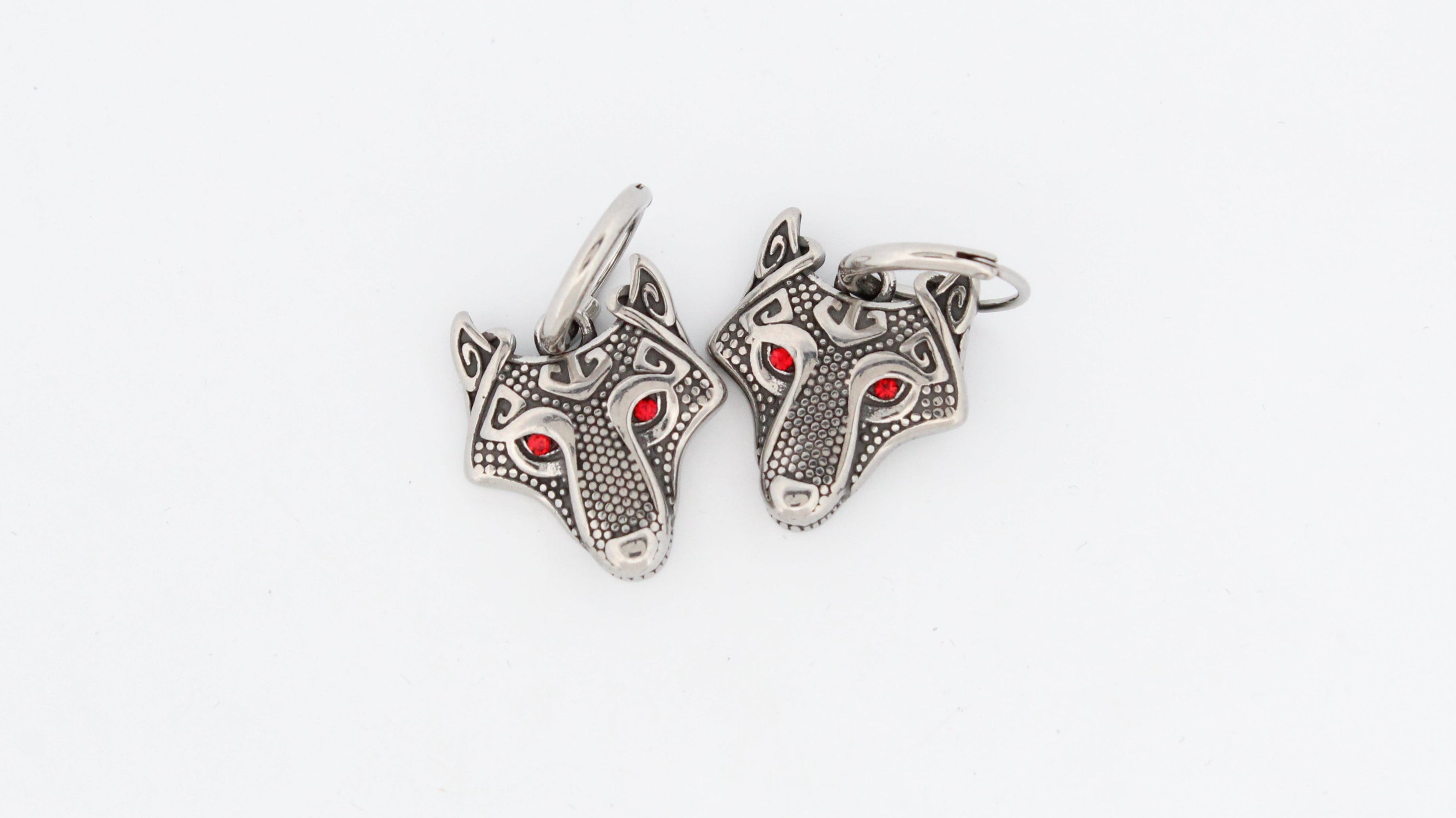 RED EYED WOLF HOOP EARRINGS