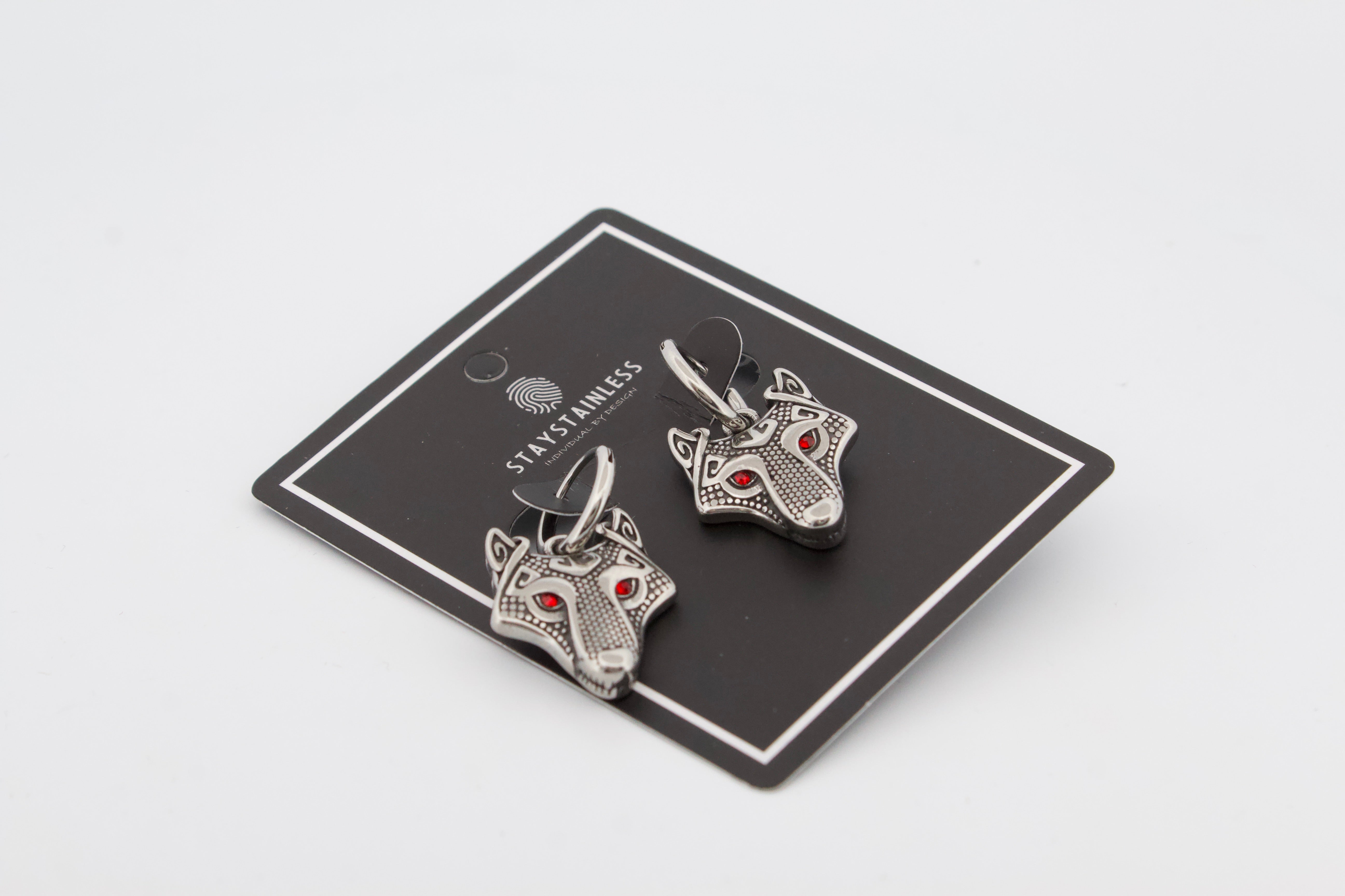 RED EYED WOLF HOOP EARRINGS