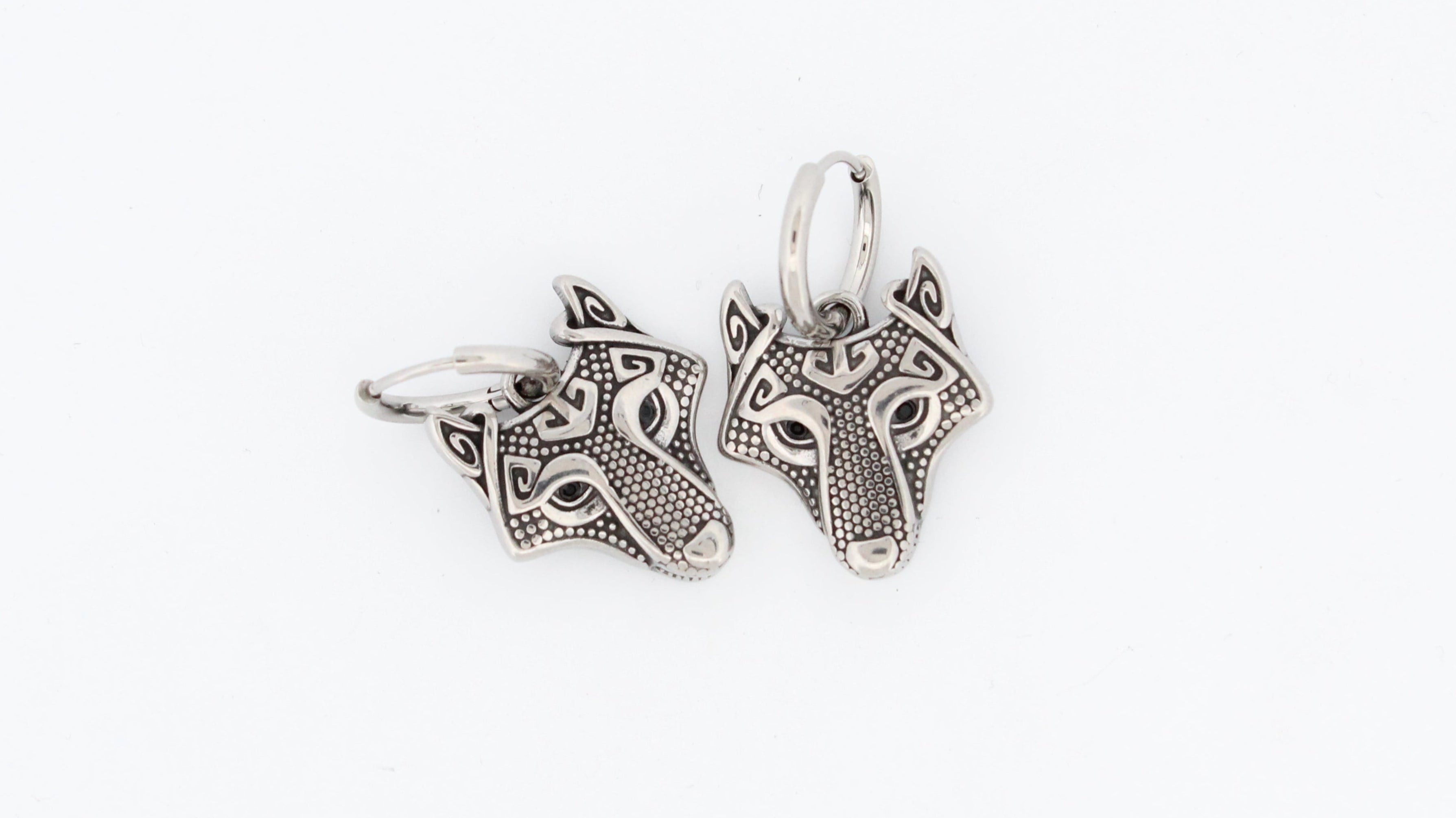 BLACK EYED WOLF HOOP EARRINGS