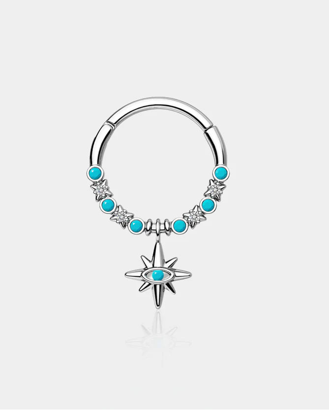 HEXAGRAM TURQUOISE SEPTUM RING