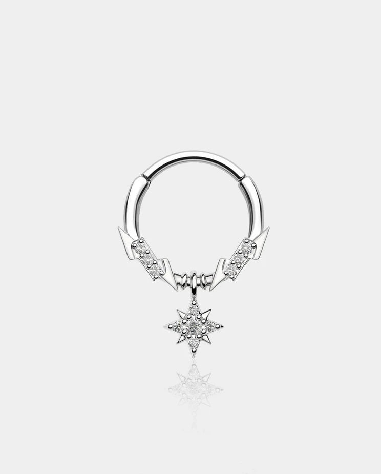 LIGHTNING BOLT CZ DANGLE SEPTUM RING