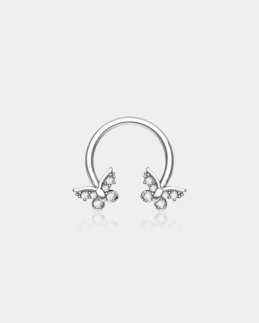BUTTERFLY CLEAR CZ HORSESHOE SEPTUM RING