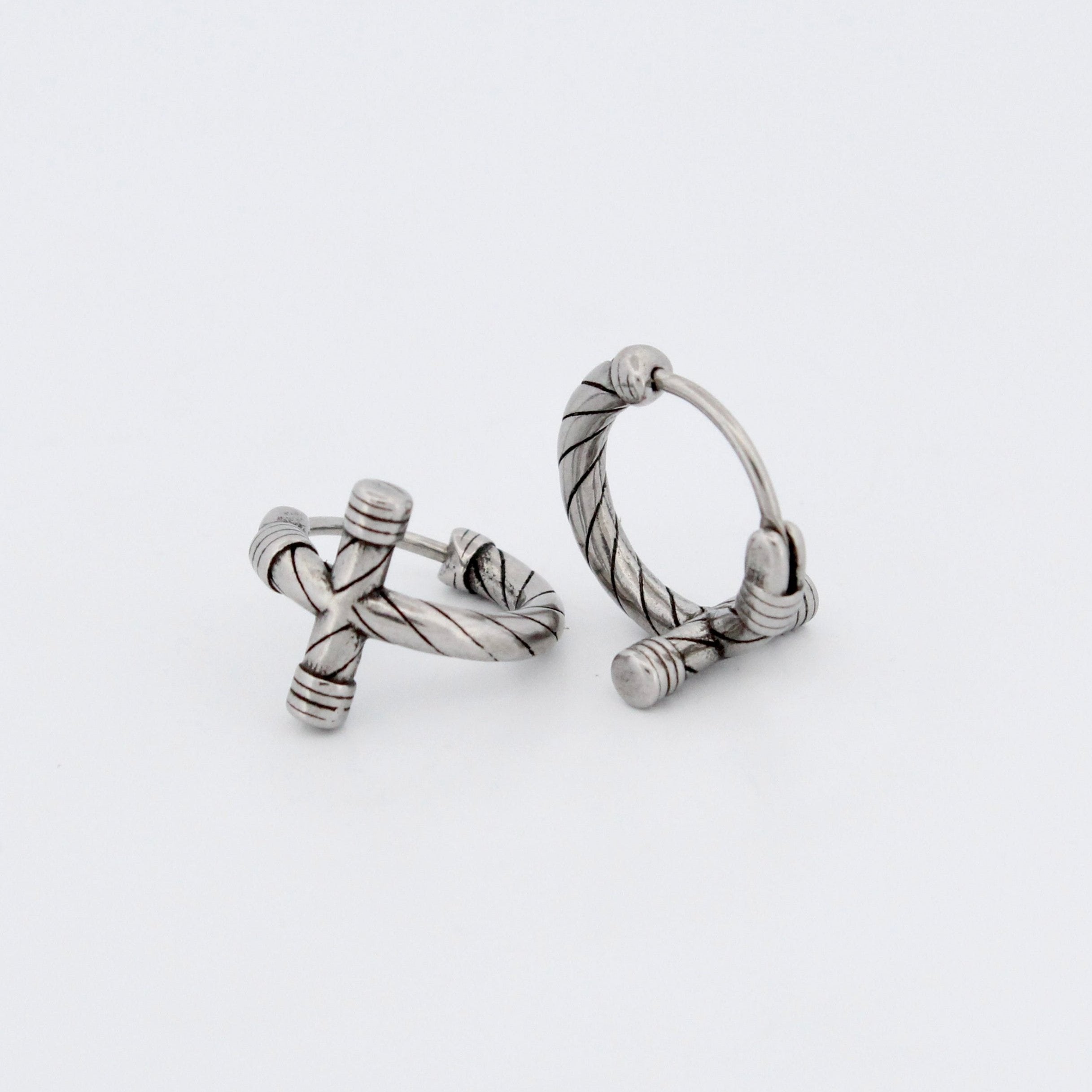 TWISTED CROSS HOOP EARRINGS