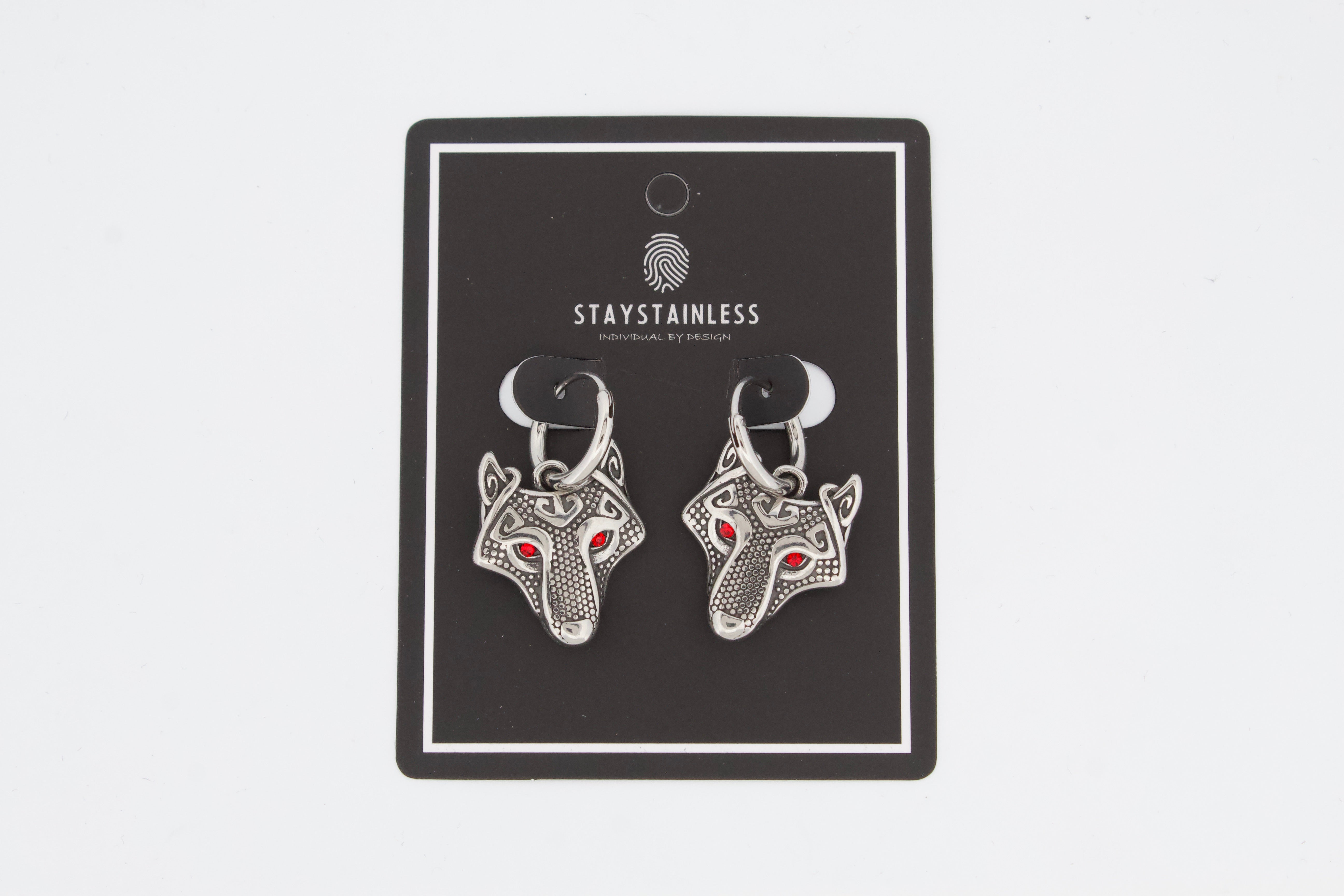 RED EYED WOLF HOOP EARRINGS