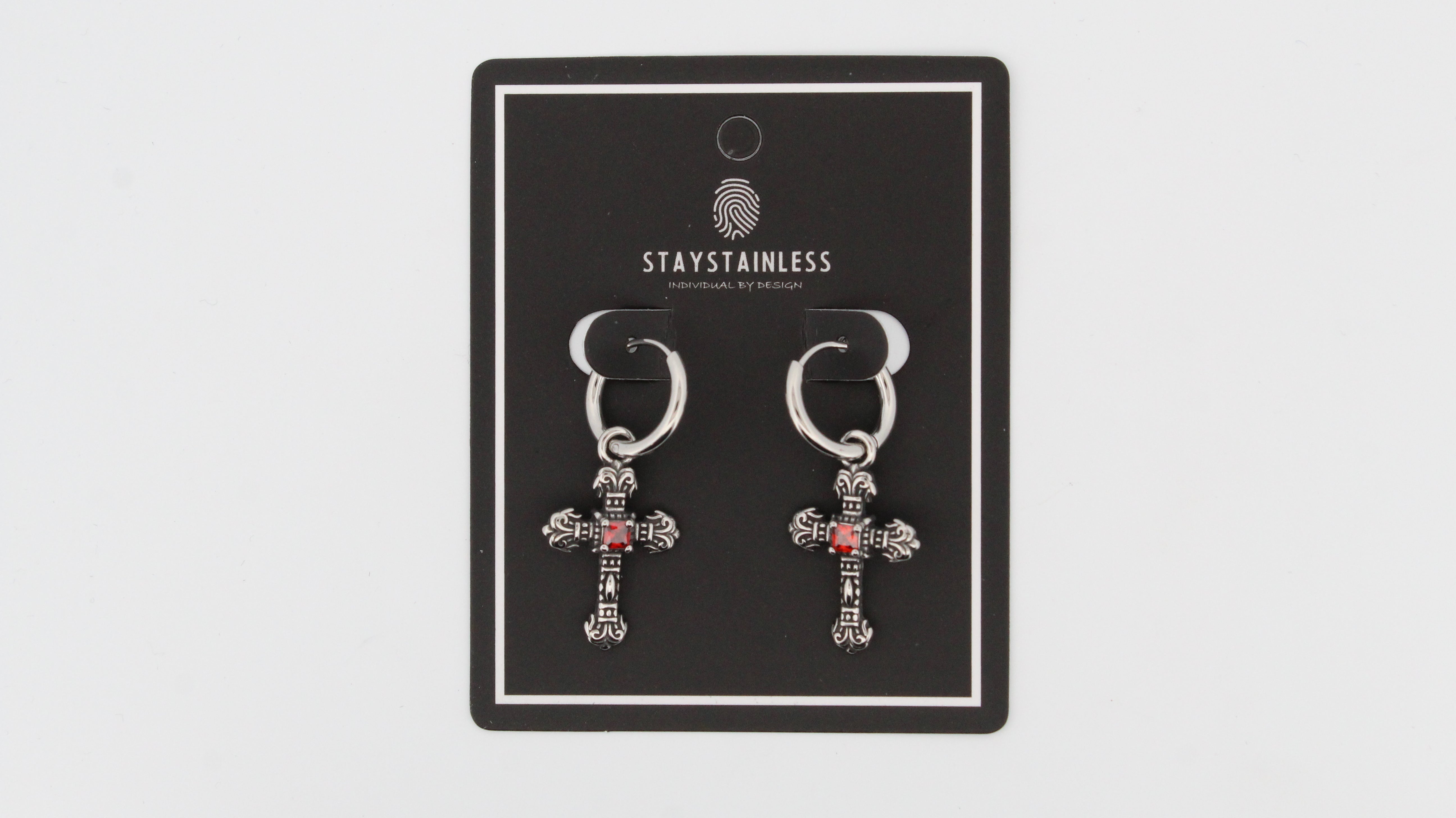 BISHOPS CROSS HOOP EARRINGS