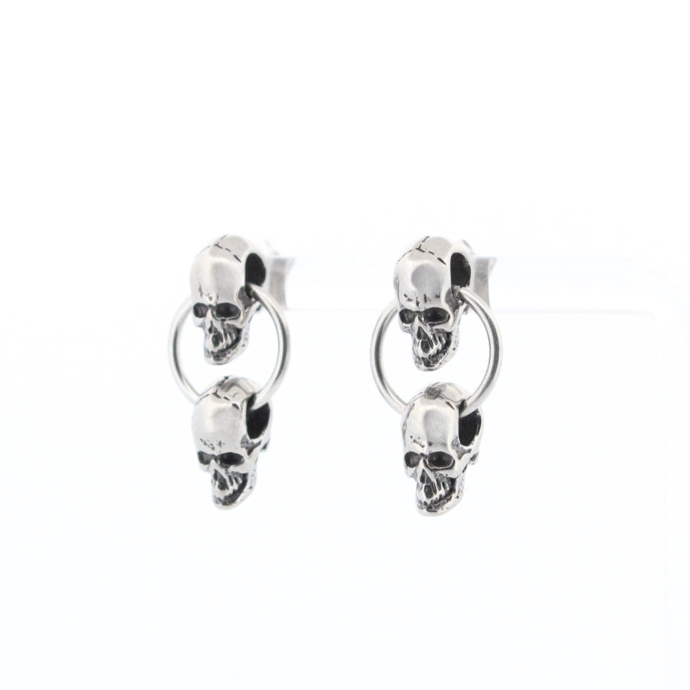 DOUBLE SKULL STUD EARRINGS
