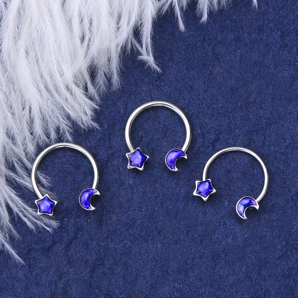 INDIGO MOON & STAR HORSESHOE SPETUM RING