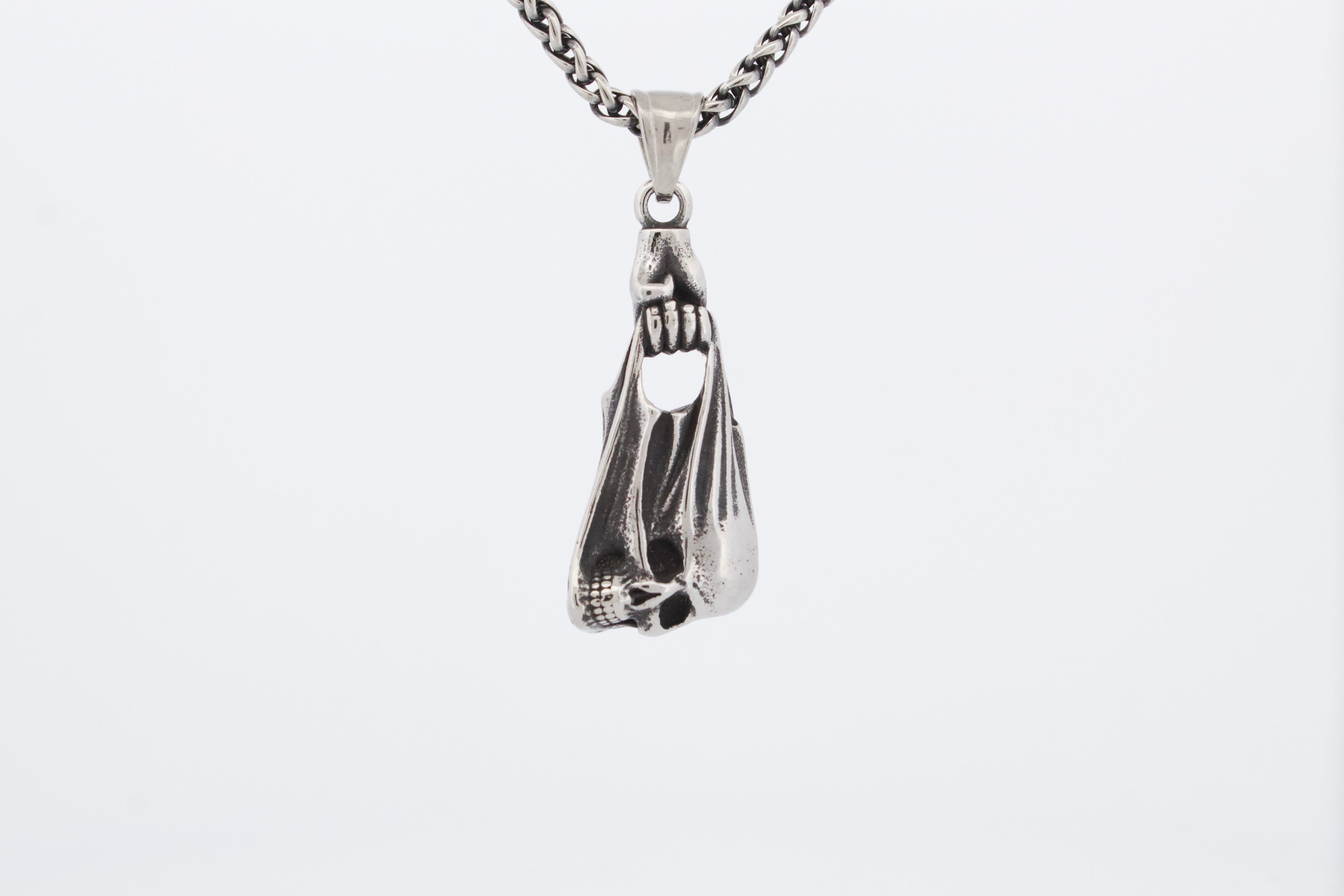 SKULL IN A CARRIER BAG PENDANT & CHAIN