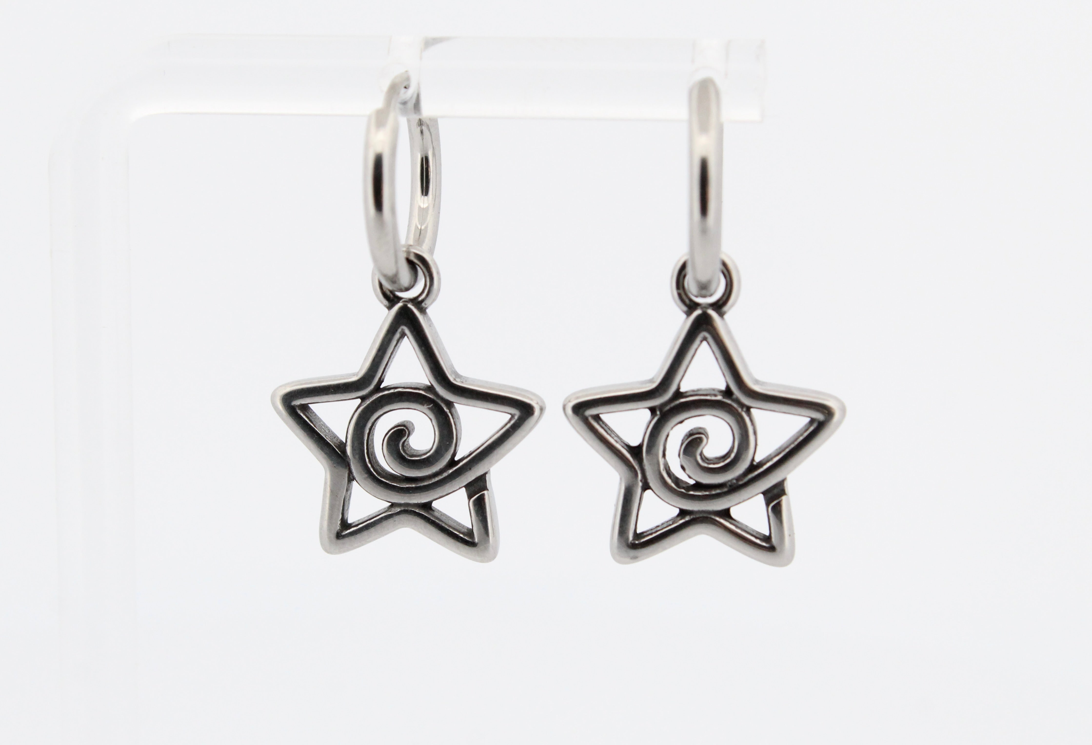 SWIRL STAR HOOP EARRINGS
