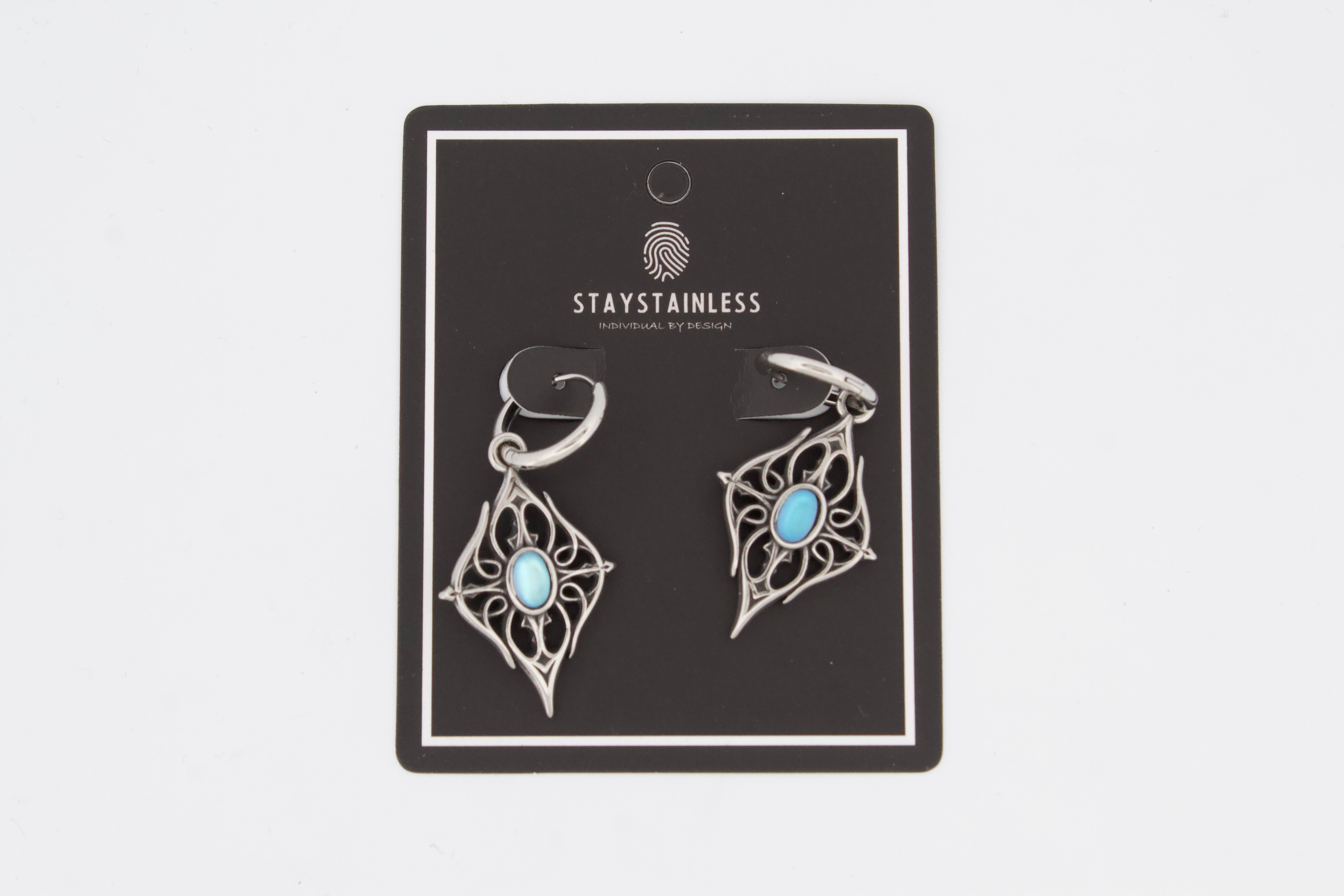 GOTHIC BLUE STONE HOOP EARRINGS