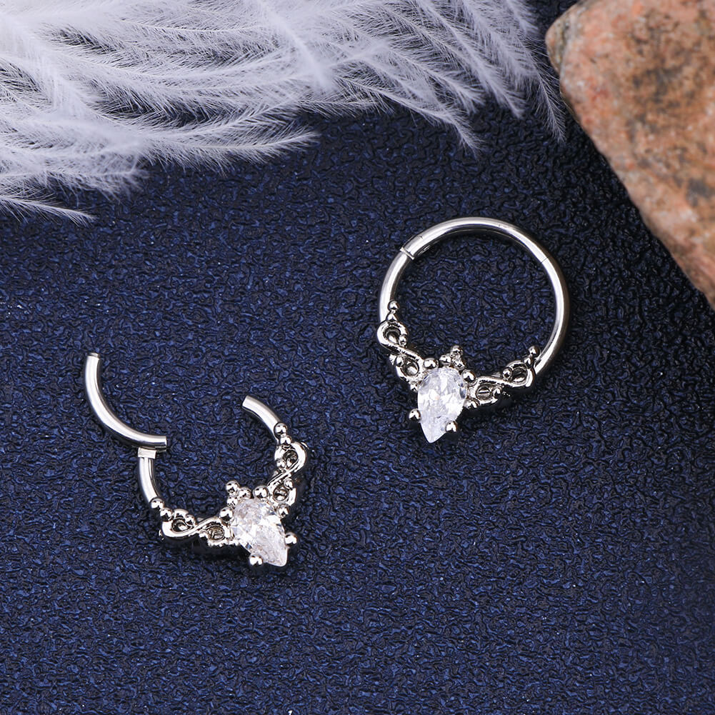 PEARDROP CZ SEPTUM RING