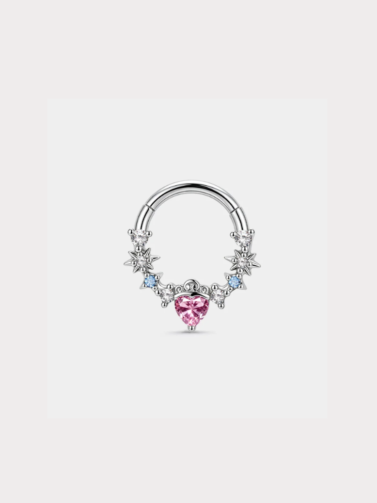 PINK HEART CZ SEPTUM RING