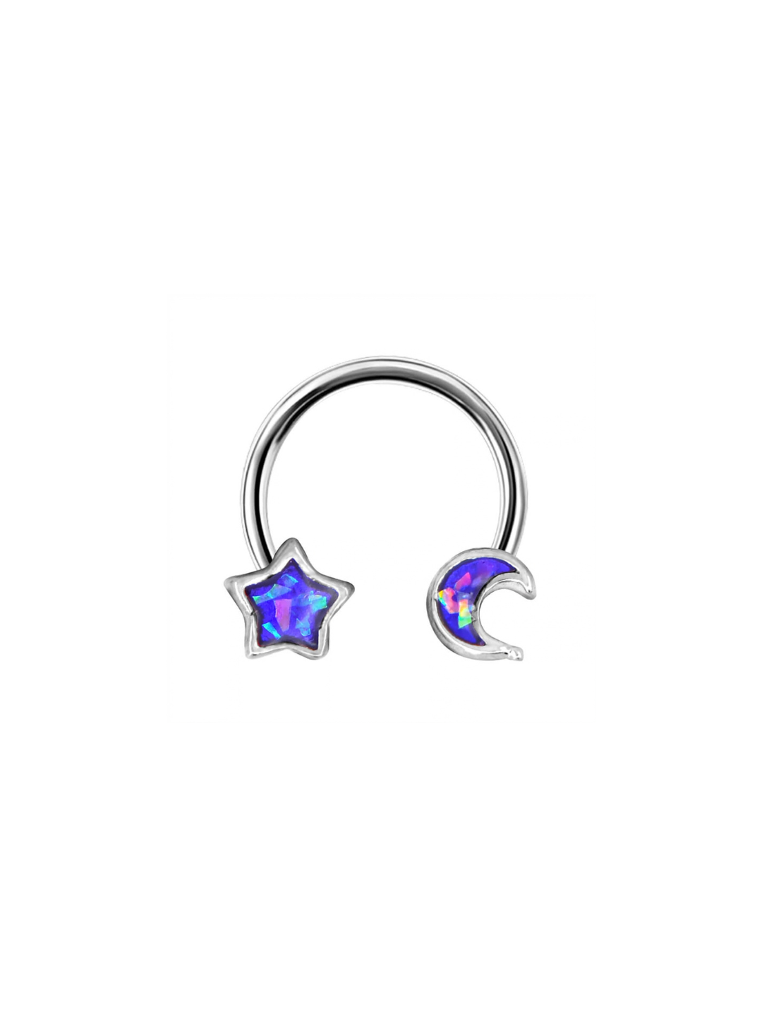 INDIGO MOON & STAR HORSESHOE SPETUM RING