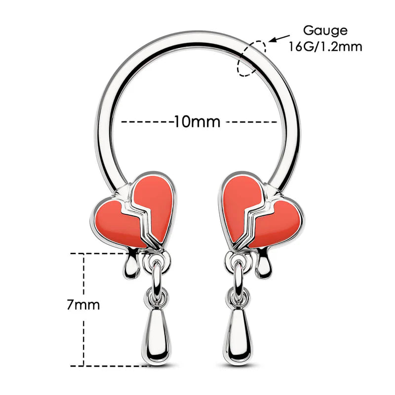 SPLIT HEART HORSESHOE SEPTUM RING