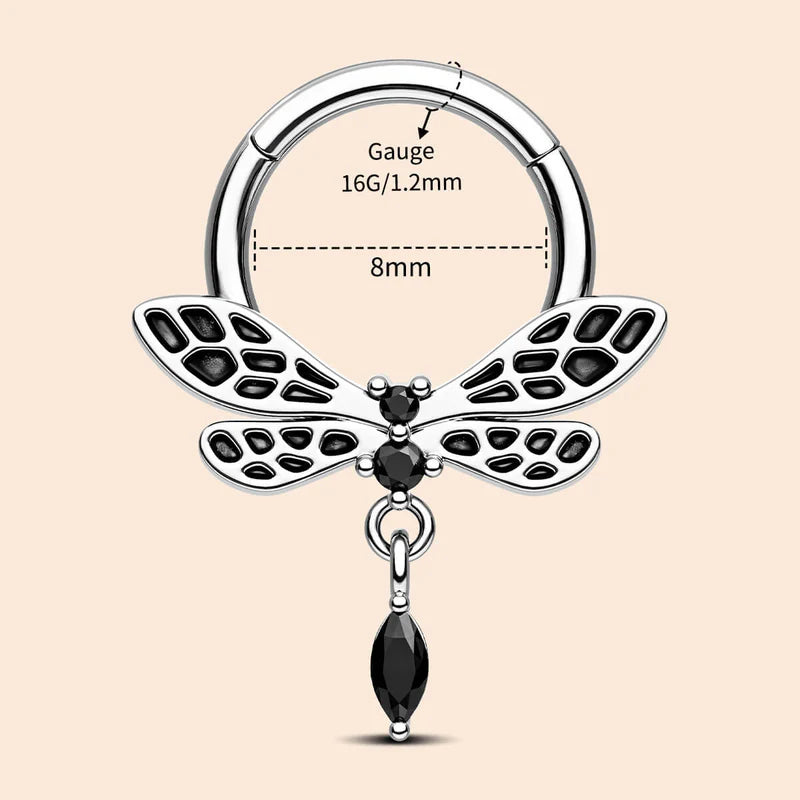 DRAGONFLY BLACK CZ SEPTUM RING