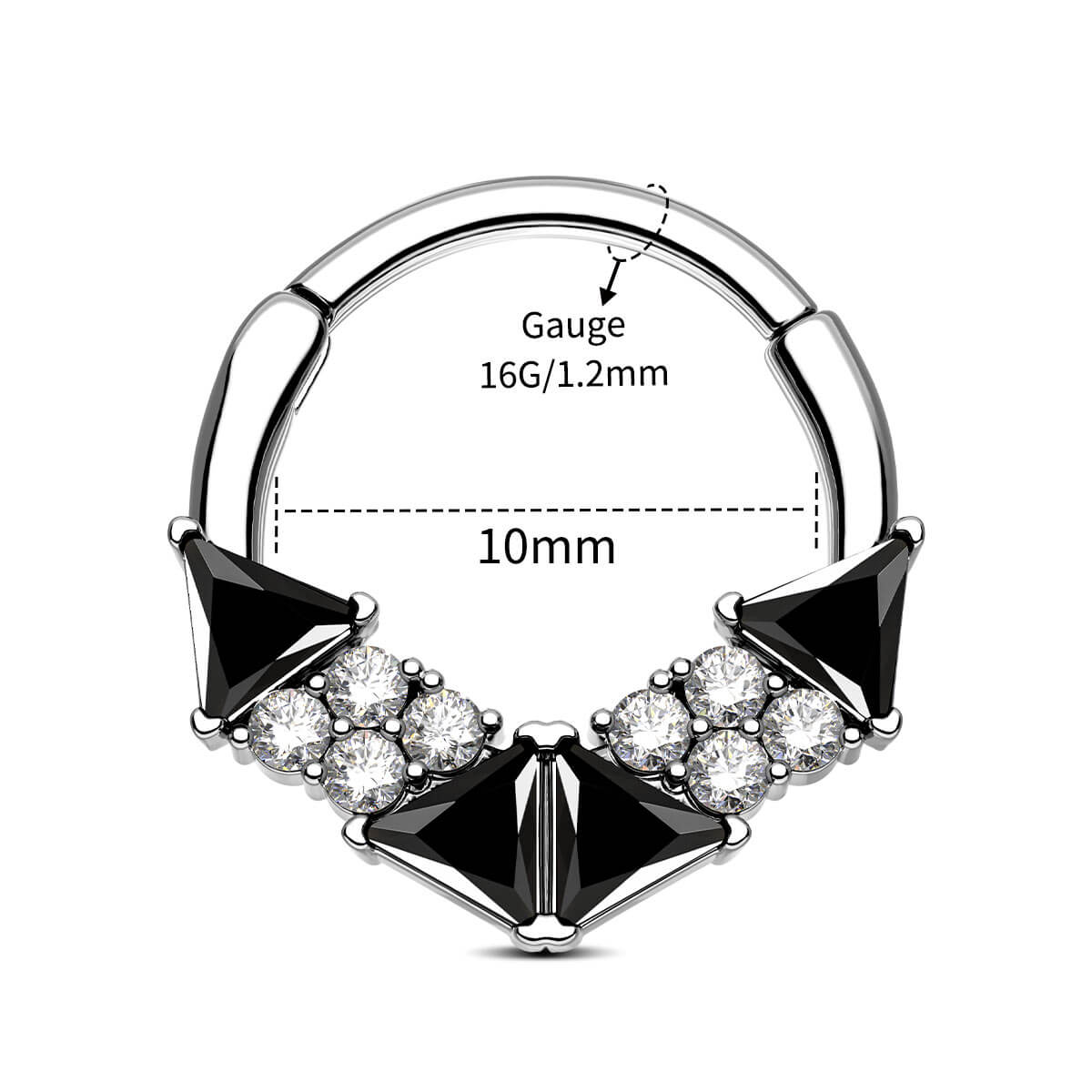 BLACK & CLEAR CZ SEPTUM RING