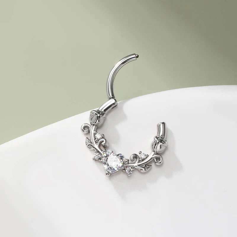 CZ HEART & ROSES SEPTUM RING