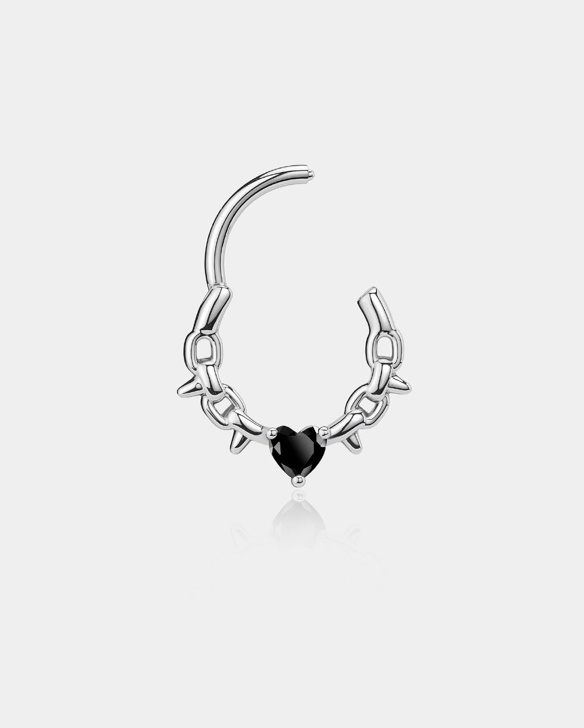 CHAIN SPIKE BLACK HEART CZ SEPTUM RING
