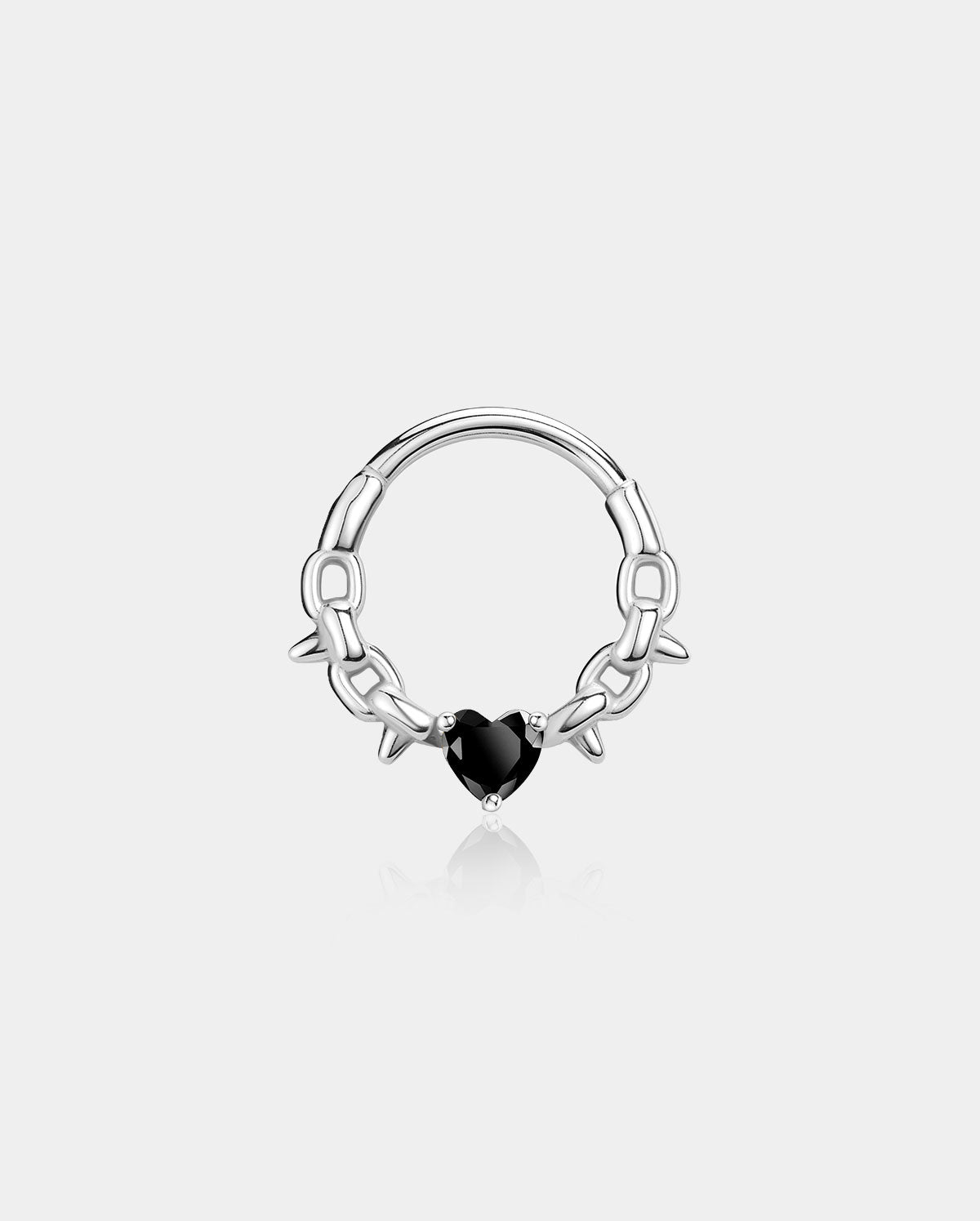 CHAIN SPIKE BLACK HEART CZ SEPTUM RING