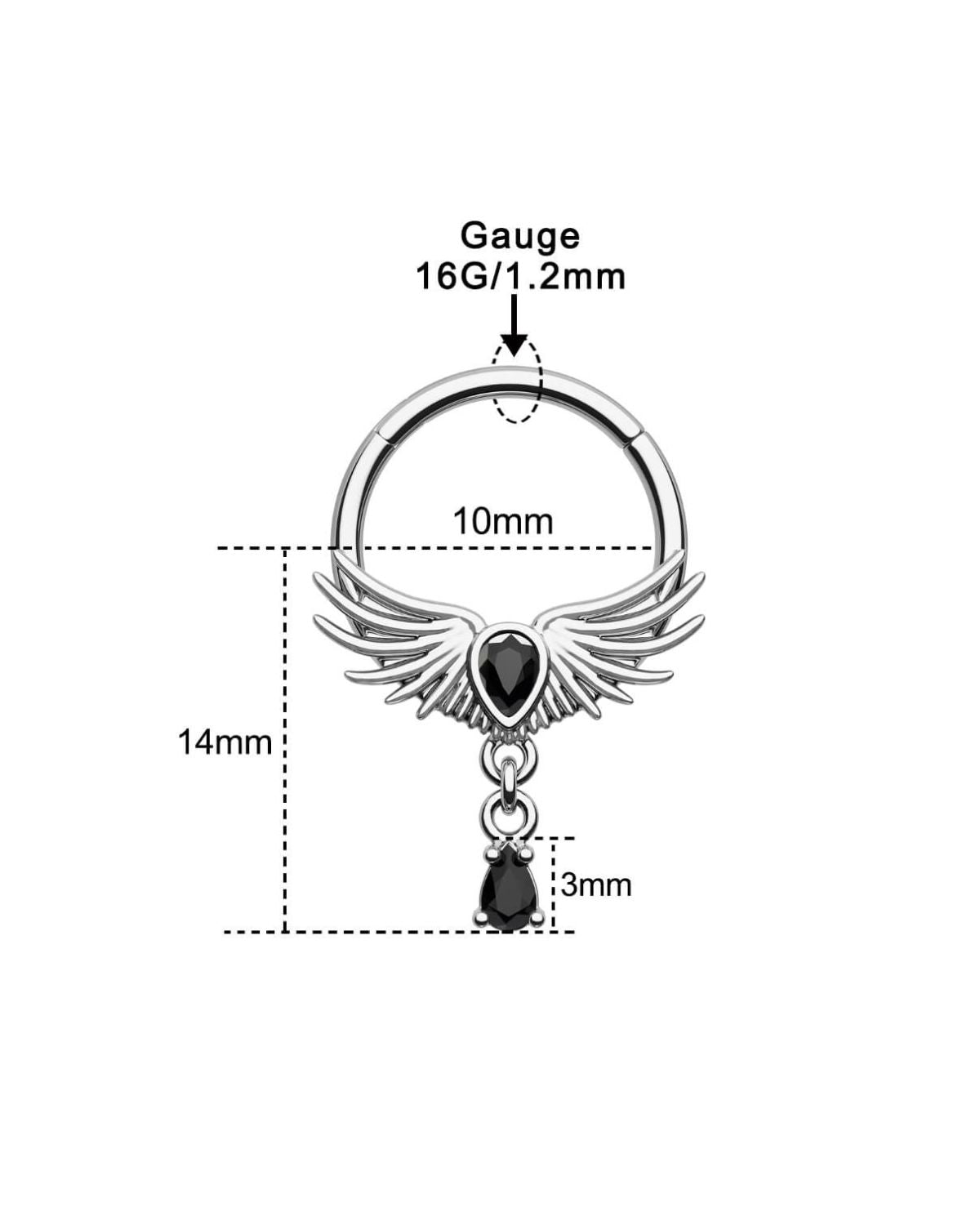 HAWK WINGS STAR DANGLE SEGMENT SEPTUM RING