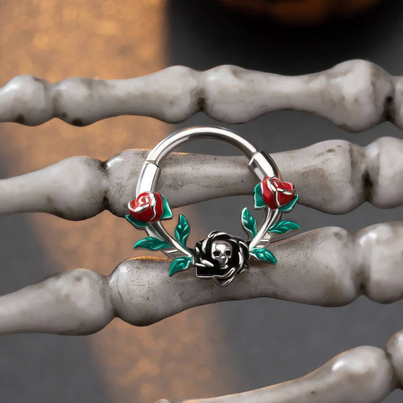 SKULL HEAD ROSE SEGMENT SEPTUM RING