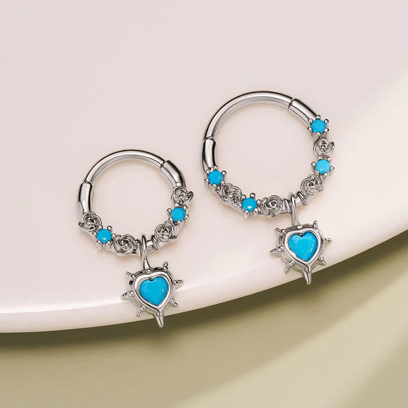 HEART TURQUOISE HINGED SEGMENT SEPTUM RING