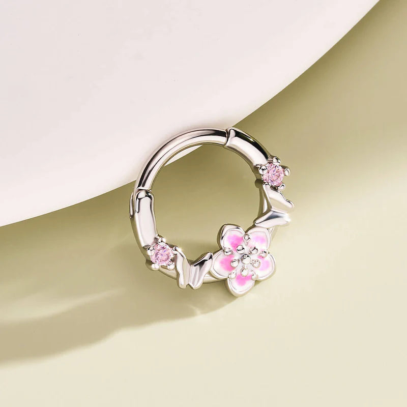 BUTTERFLY & SAKURA HINGED SEGMENT SEPTUM RING