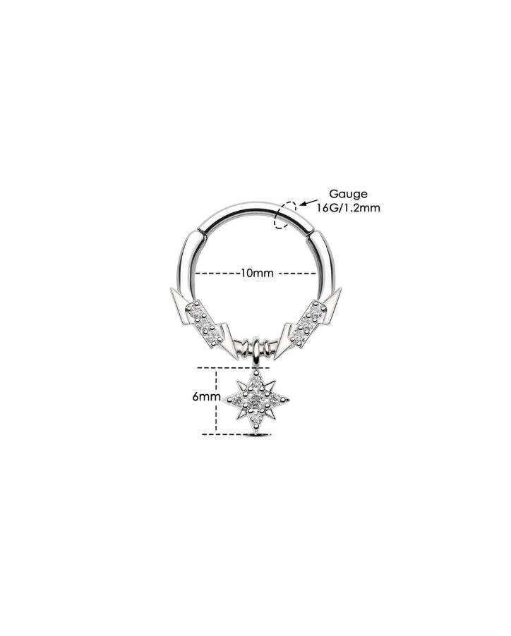 LIGHTNING BOLT CZ DANGLE SEPTUM RING